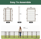 40 in(H) Decorative Garden Fence Outdoor for Yard with 2 Gates,Heavy Duty Iron 16 Panels Total 34.7ft(L) Anti Dig Fence with Gravity Automatic Lock for Indoor/Outdoor Decorative Dog Fence,Brown