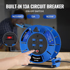 60 FT Retractable Extension Cord Reel, 14AWG Heavy Duty Power Cord with 4 Grounded Outlets, USB-A & USB-C Ports, 13A 1625W, Portable Hand Crank for Indoor Outdoor Use, ETL Listed U60ACR06