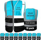 BeautyWill 10/20 Pack Custom Logo Safety Vest,Bulk High Visibility Class 2 Reflective Work Vests