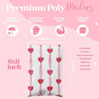6x9 Designer Poly Mailer 100 Pack Heavy Duty Waterproof Self Seal Shipping Bags for Small Business Large Mailing Envelopes Bulk Tear Resistant Packaging Red Valentine Heart
