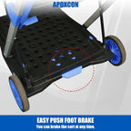 Collapsible Shopping Cart with 2 Storage Crates 2-Tier Portable Utility Cart with Swivel Wheels 200lb Capacity Heavy Duty Folding Shopping Trolley for Office Warehouse Catering (Blue)