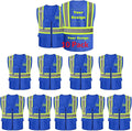 Safety Vest Customize Logo with 5 Pockets & Zipper Reflective High Visibility Vest Class 2 Outdoor Workwear