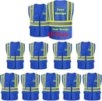 Safety Vest Customize Logo with 5 Pockets & Zipper Reflective High Visibility Vest Class 2 Outdoor Workwear