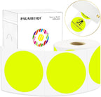 3X3Inch Round Thermal Labels Circle Color Coding Labels Printable Waterproof 500PCS Round Stickers Adhesive Writable for Office, Garage, DIY Sticker, Barcodes, Name Tag, Fluorescent Yellow
