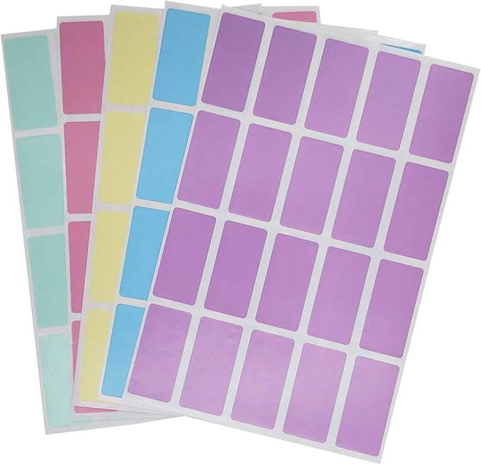 Royal Green Pastel Stickers Rectangular Color Coding Labels in 5 Pastel Colors 1.57 inch x 0.75 inch (40mm x 19mm) - 400 Pack