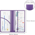 Car Registration and Insurance Holder, Premium Pu Leather Vehicle Glove Box Organizer - for Driver License, Cards & Essential Documents (L-Purple)