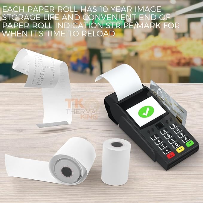 (200 Rolls) 2 1/4" x 50' Thermal Paper, POS Receipt Paper for Retail Business Cash Register, Fits All Credit Card Terminal
