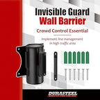 DuraSteel Wall Mount Retractable Belt Barrier - 9.2 Ft Red Safety Belt in Sturdy Black Casing - Guardian 1.0 Indoor & Outdoor Do Not Cross Caution Tape for Crowd Control Queue Barrier, Line Divider