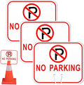 Geetery 3 Pcs No Parking Signs Traffic Cone, 12.6 x 10.43 Inches Plastic Traffic Cone Top Warning Sign for Road Barricade Outdoor Construction Waterproof