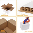 PETAFLOP Shipping Boxes 7x7x5 White Cardboard Box Kraft Corrugated Small Mailing Boxes, 25 Pack