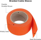 MECCANIXITY Braided Cable Sleeves Heat Shrinkable Fabric Sleeving, 1 1/4" 10ft Orange 2:1 Ratio Heat Shrinkable Cord Protector for Harness Cable, Network Cable Protection, Cable Management
