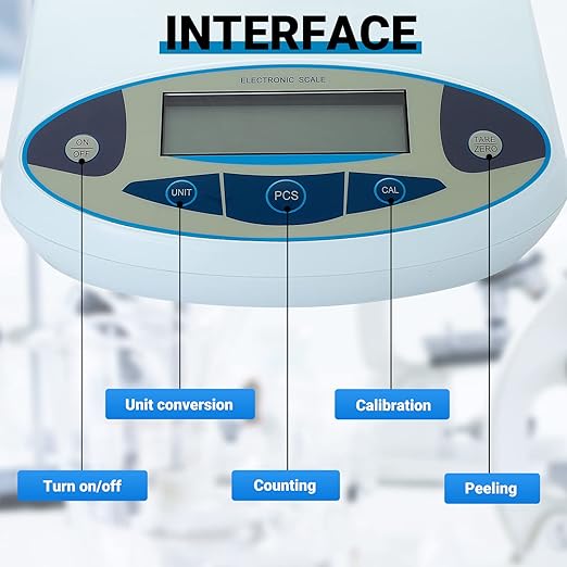 FOUR E'S SCIENTIFIC Lab Scale 3000gx0.01g High Precision 0.01g Accuracy Laboratory Analytical Balance Science Scale/Kitchen Scale, Without Calibration Weights