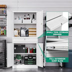 Letaya Metal Garage Storage Cabinet with Drawer,4 Door Tool Cabinet with Lock-2 Adjustable Shelves for Garage Home Office Utility Room (White)