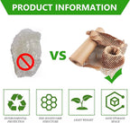 Honeycomb Packing Paper Wrap 12"x200' Recycled Bubble Cushioning Wrap Roll Eco Friendly Shipping Boxes Moving Wrap Packing Supplies Material with 20 Fragile Sticker Labels