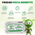 Fridge Ninja Fridge Deodorizer (2 Pack) - More Effective Than Baking Soda - Natural and Unscented Activated Charcoal Refrigerator Deodorizer and Odor Eliminator for Freezers, Coolers, and Lunch Boxes