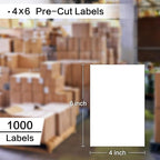 L LIKED 1000 Pre-Cut 4x6 Sheet Shipping Labels for Laser & Inkjet Printers, Single Sheet, Self Adhesive Address Mailing Postage Stickers (1000 PCS Sheets)