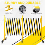 23FT Traffic Barricade with Casters, Metal Expandable Barricade, Folding Security Gate, Retractable Fence Outdoor Barricade Fence for Construction Area, Traffic Control(2pc)