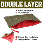 Rough Enough Important Document Storage Bag File Folder Organizer Pouch with Zipper Waxed Canvas Water Repellent for Travel Office Legal Size Green