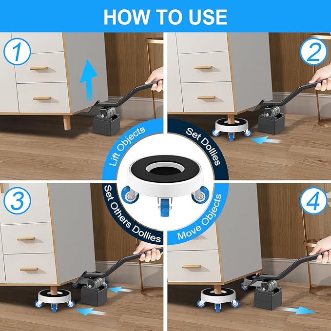 New Upgrade Furniture Movers with Wheels: Furniture Sliders with 360° Rotatable Wheels - Furniture Dolly for Moving Heavy Duty Sofa Bed - Load Capacity Up to 750lb
