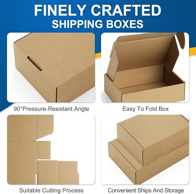 Famagic 50 Pack 4x4x2 Small Shipping Boxes - Brown Corrugated Cardboard Mailer Boxes for Small Business, Mailing Boxes for Packaging, Bulk