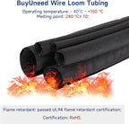 Black Braided Cable Management Sleeves Wire Loom Tubing Cord Protector Self-Wrapping (1“-30Feet)