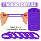 Rubber Silicone Bracelets 100 Count, Sports Blank Elastic Rubber Bulk, Unisex Silicone Wristbands for Decoration Gift-Purple