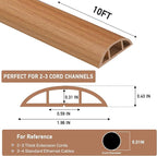 Floor Cord Cover Self Adhesive Cord Hider Floor Extension Cord Covers for Floor Power Cord Protector Cable Management Prevent Cable Trips Cable Cavity 0.59" W x 0.31" H (Light Brown Wood, 10Ft)