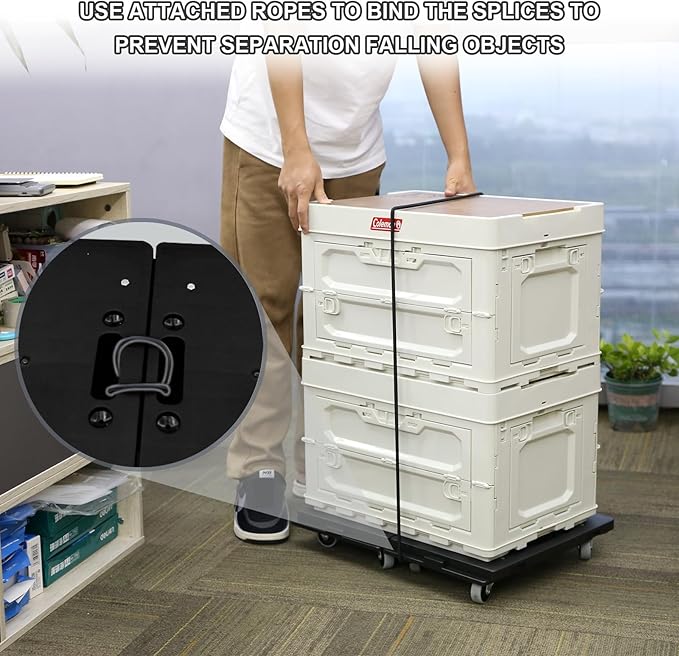 Furniture Dolly,Moving Dolly 4 Wheels Heavy Duty,16in-11in 500lbs Capacity,Furniture Movers Dollys with Wheels,4 Wheels Small Flat Dolly Cart, 2 Pack, Black,Blue Wheel
