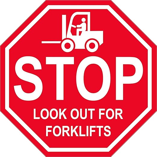 "Stop Look Out for Forklifts"- Laminated Vinyl Floor Sign by Graphical Warehouse - 5S Safety and Security Signage, Visual Communication Tool (30")