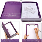 SFLHHDM Purple Clipboard, Clip Boards 8.5x11, Teacher Clipboards with Storage, Plastic Clipboard with Pen Holder, Clipboards Storage for Women Teachers Work, School & Office Supplies