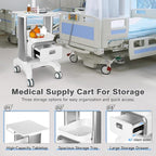 Medical Trolley Mobile Ultrasound Cart 135 LBS Load Professional Portable Storage Cart with 4 Silent Wheels Tray for Hospital Dental Clinic Beauty Salon Office Bedroom