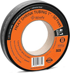 Wirefy 1" Heat Shrink Tubing - Large Diameter - 4:1 Ratio - Adhesive Lined - Industrial Heat-Shrink Tubing - 50 Feet Roll - Black