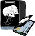 Clipboard with Storage Box & Pen Holder,Heavy Duty Clip Boards 8.5x11 for Nursing,High Capacity,School & Office Supplies,Skull Silhouette