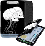 Clipboard with Storage Box & Pen Holder,Heavy Duty Clip Boards 8.5x11 for Nursing,High Capacity,School & Office Supplies,Skull Silhouette