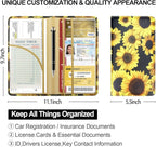 Car Registration and Insurance Card Holder, Leather License Document Floral Glove Box Compartment Organizer, Car Wallet Case for Essential Info, License Cards, ID Card