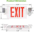 Gruenlich LED Combo Exit Sign, Emergency Light with 2 Adjustable Heads and Double Face, Back Up Batteries- US Standard Red Letter EXIT, UL 924 Qualified, 120-277 Voltage, 4-Pack