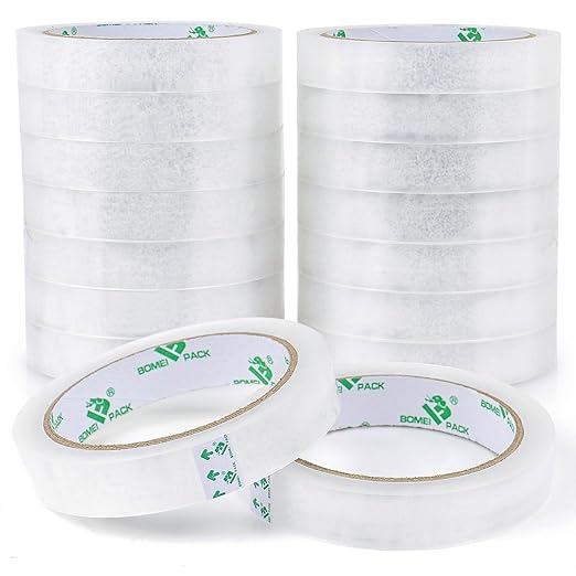 BOMEI PACK 16Rolls Clear Tape Refills for Dispenser, Transparent Gift Wrap Tape 3inch Core for Home, School and Office, 3/4inch x 60yds