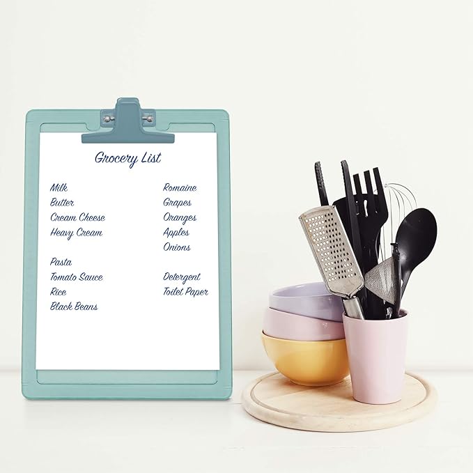 Acrimet Clipboard Letter Size A4 (13 3/8” x 9 7/16”) Premium Metal Clip with Side Rulers (Plastic) (Green Color) (6 Pack)