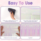 3 Pack 3.3x8.2 Feet Iridescent Transparent Foil Fringe Backdrop Curtains, Tinsel Streamers Birthday Party Decorations, Fringe Backdrop for Graduation Baby Shower Gender Reveal Disco Party