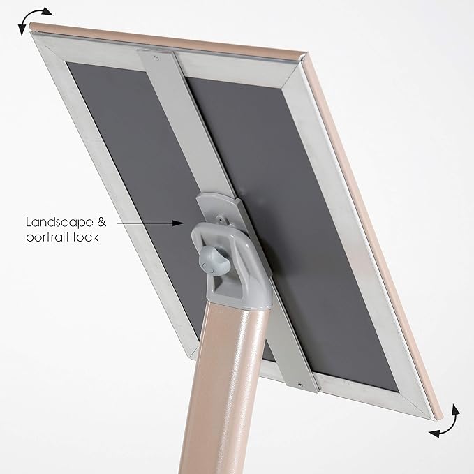 M&T Displays Curved Menu Board, 11x17 Pedestal Sign Holder Pale Rose Floor Standing Aluminum Front Loading Easy Open Poster Message Advertisement Holder For Restaurant Cafe Hotel