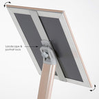 M&T Displays Curved Menu Board, 8.5x11 Pedestal Sign Holder Pale Rose Floor Standing Aluminum Front Loading Easy Open Poster Message Advertisement Holder For Restaurant Cafe Hotel