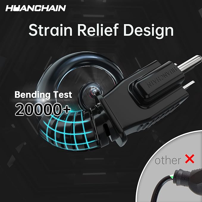 HUANCHAIN Indoor Outdoor Black Extension Cord 50 ft Waterproof, 16/3 Gauge Flexible Resistant Appliance Extension Cord Outside, 13A 1625W 16AWG SJTW, 3 Prong Electric Cable, ETL Listed
