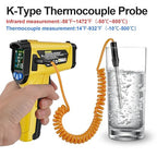 MESTEK Infrared Thermometer Gun, Non-Contact Digital Laser Thermometer Temperature Gun with Probe for Cooking, Home Repairs, IR Temp Gun with Humidity Sensor, Adjustable Emissivity -58°F to 1472°F
