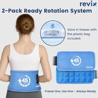 REVIX 45-Minute Long-Lasting Gel Ice Packs Reusable with Ice Grid Gel Design, Soft Cold Packs for Knee & Back with Adjustable Strap, Cold Compression Therapy for Enhancing Comfort, 14 × 7", 2 Packs
