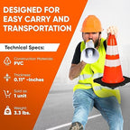 Pyle 18" Traffic Cones 8-Pack, High-Visibility Orange Safety Cones for Parking, Roadwork, Construction and Sports Training, Stackable Design with Heavy-Duty PVC Base, Weather-Resistant
