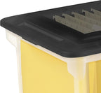 Sterilite File Box, Stackable Storage Bin with Lid, Plastic Container to Organize Taxes, Papers in the Home, Office, Clear Base with Black Lid, 4-Pack