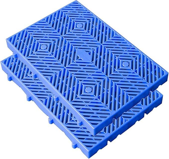 Plastic Pallet, 23.6x15.7x2IN Waterproof Storage Grid Pad, Lightweight Nestable Floor Pallets, 2pcs HDPE Breathable Grids Article Racks for Garage Supermarket Basement