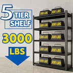 72''H Garage Shelving Heavy Duty,3000LBS Storage Shelves,5-Tier Adjustable Metal Shelve Storage Shelf Rack, Industrial Shelving Unit for Garage,Warehouse,Basement (47" W x 23.6" D x 72" H) 3PC