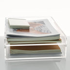 2-Tier Clear Acrylic Paper Trays, Desk File Organizer, A4 Paper Holder, Low-Profile Desk File Sorter for Office/Home, Clear Stackable Letter Tray for Bills, Crafts, Notebooks - Vertical