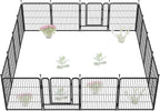 FXW Garden Fence Outdoor for The Yard – 32in(H) x 36.4ft(L) Heavy Duty Metal Animal Barrier for Dog and Rabbit, Decorative Dog Fence, 16 Panels, Black